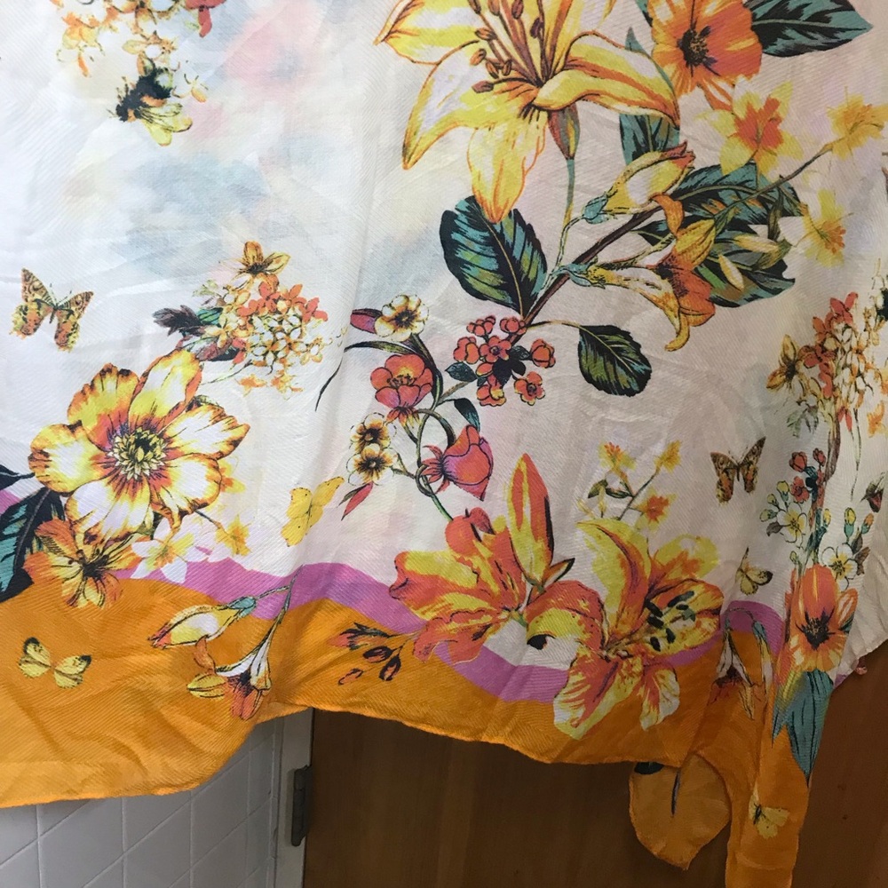 Vince Camuto Kimono Top Floral Open Front Batwing Sleeve Tie Cover Up‎ Boho - Picture 10 of 14